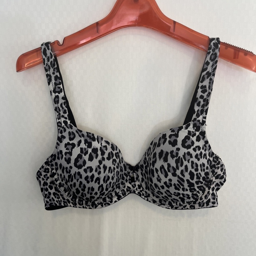 Ellen Tracy Bra Push Up 32B Leopard Print‎ Satin Adjustable Strap